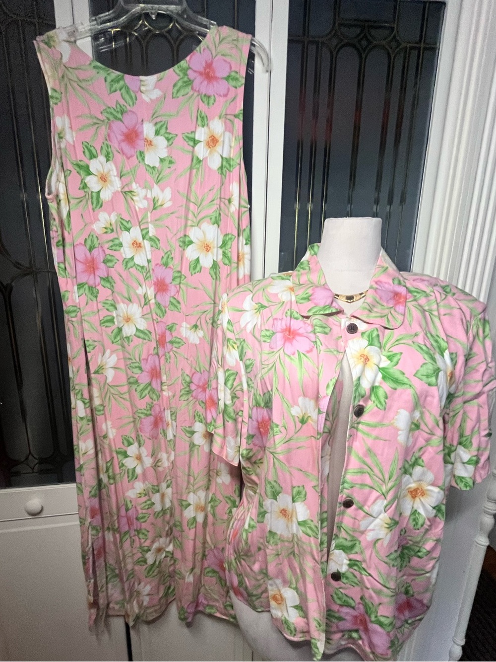 Vintage Tahiti Reef Club 2X Hawaiian Floral 2-Piece Skirt Set Y2K Resortwear